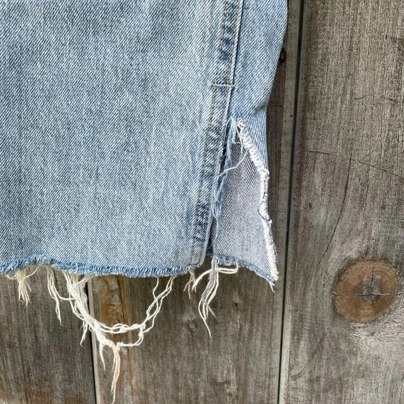 ZARA Womens Hi-Waist Split Hem Raw Hem Ripped Straight Leg Light Wash Jeans 4 - Picture 12 of 16